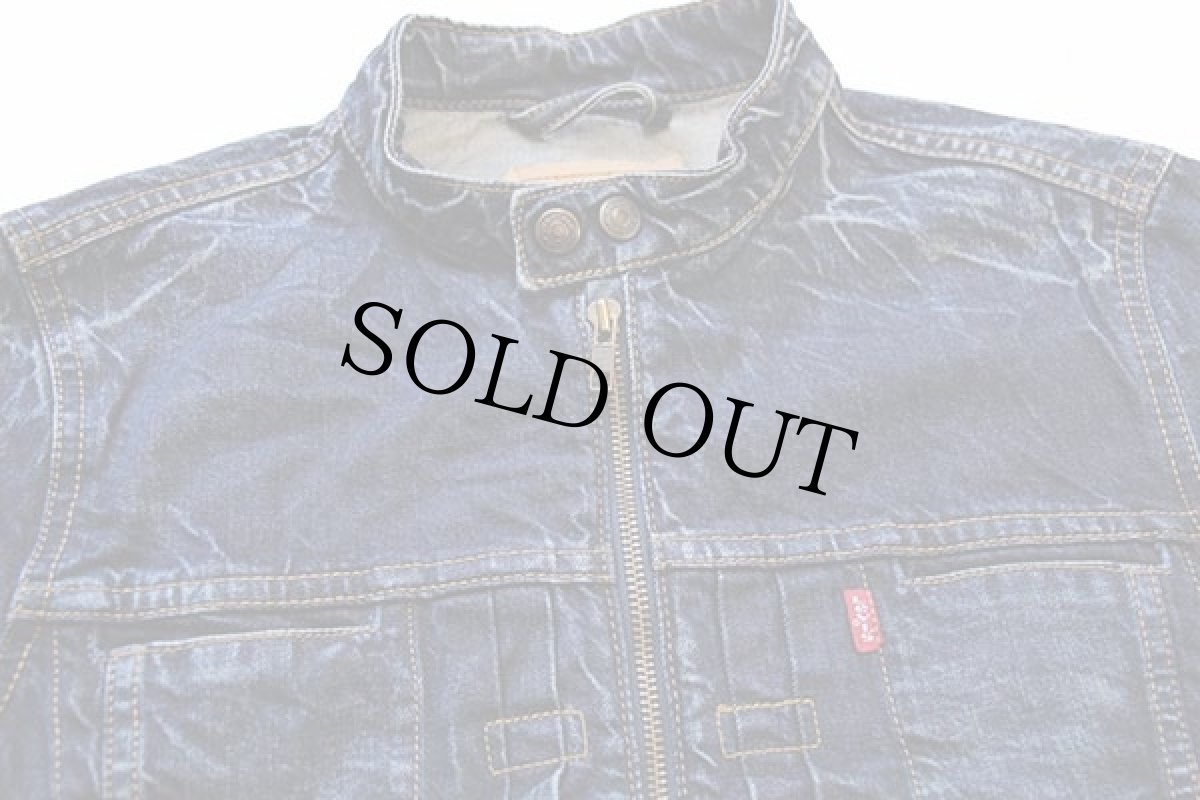 画像3: Levi'sリーバイス 73673 スタンドカラー シワ&色落ち加工 デニムジャケット M★ユーロ (3)