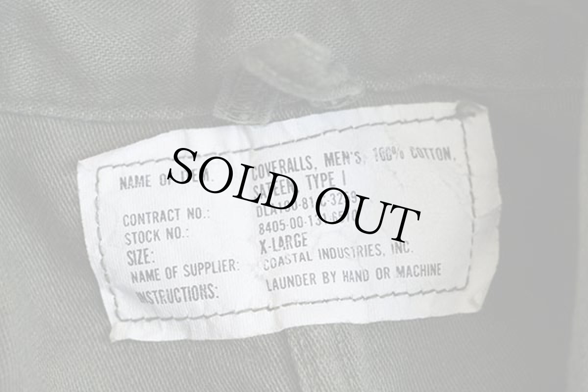 画像5: 80s 米軍 U.S.ARMY コットンサテン カバーオール オールインワン オリーブグリーン XL★つなぎ (5)