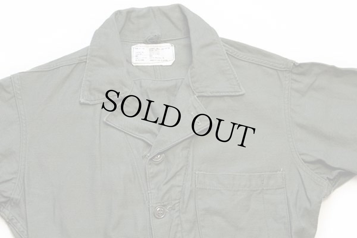 画像4: 80s 米軍 U.S.ARMY コットンサテン カバーオール オールインワン オリーブグリーン S★つなぎ (4)