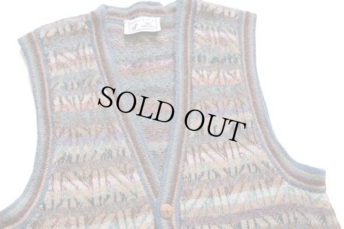画像3: ボリビア製 フォークロア柄 アルパカ ニット ベスト カーディガン L (3)