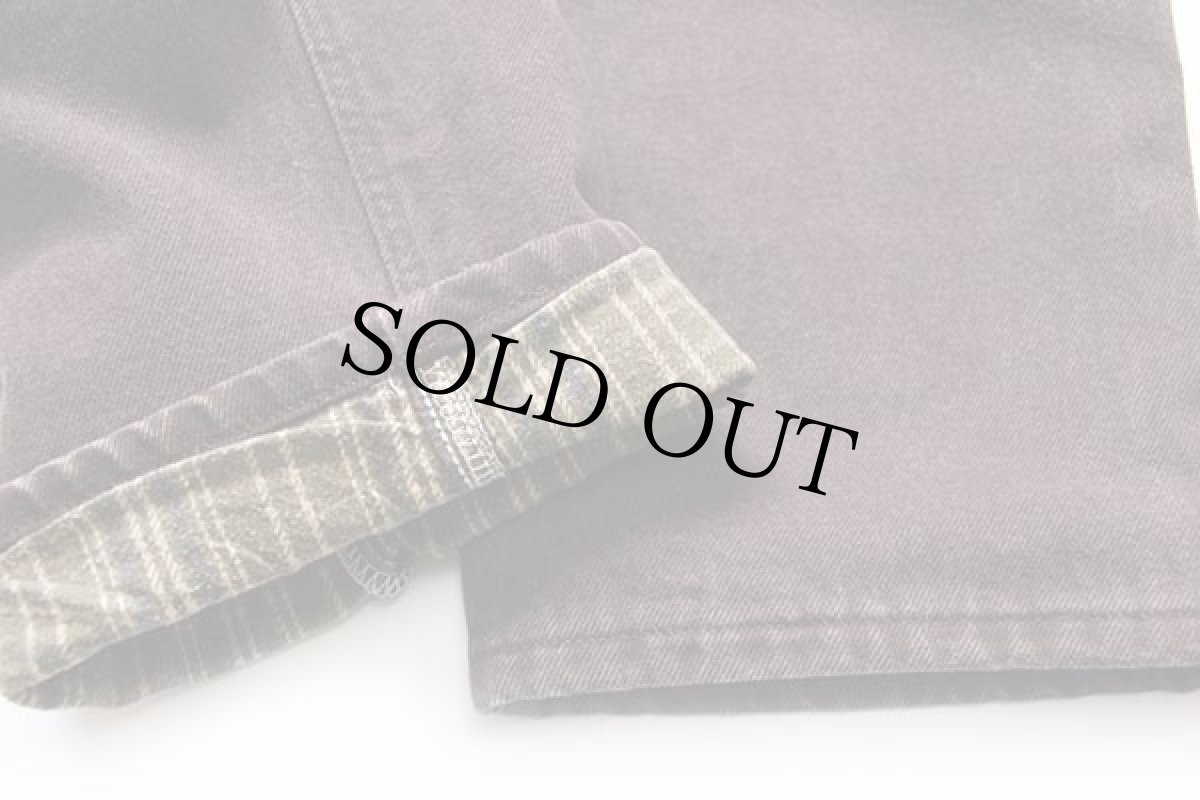 画像7: 00s メキシコ製 carharttカーハート チェック ネルライナー カラーデニムパンツ 焦げ茶 w36 (7)