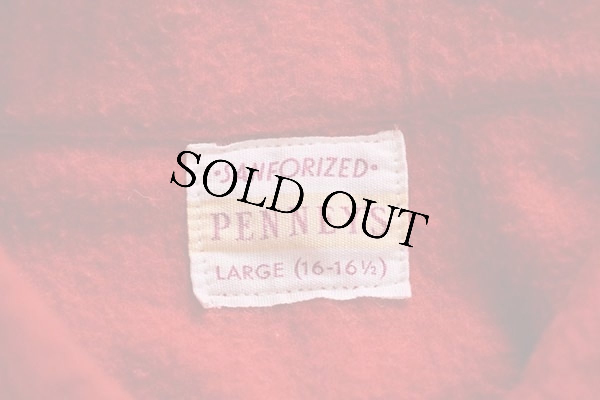 画像4: 50s PENNEY'S 無地 コットン シャモアクロスシャツ 赤 L (4)