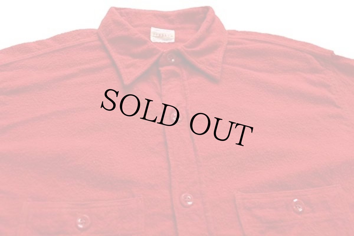 画像3: 50s PENNEY'S 無地 コットン シャモアクロスシャツ 赤 L (3)