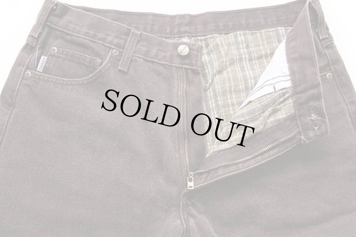 画像4: 00s メキシコ製 carharttカーハート チェック ネルライナー カラーデニムパンツ 焦げ茶 w36 (4)