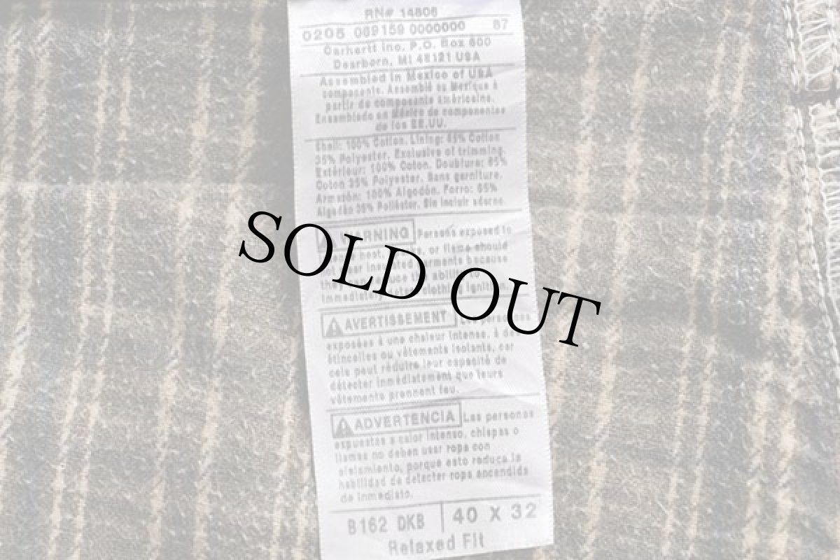 画像6: 00s メキシコ製 carharttカーハート チェック ネルライナー カラーデニムパンツ 焦げ茶 w40 L32 (6)