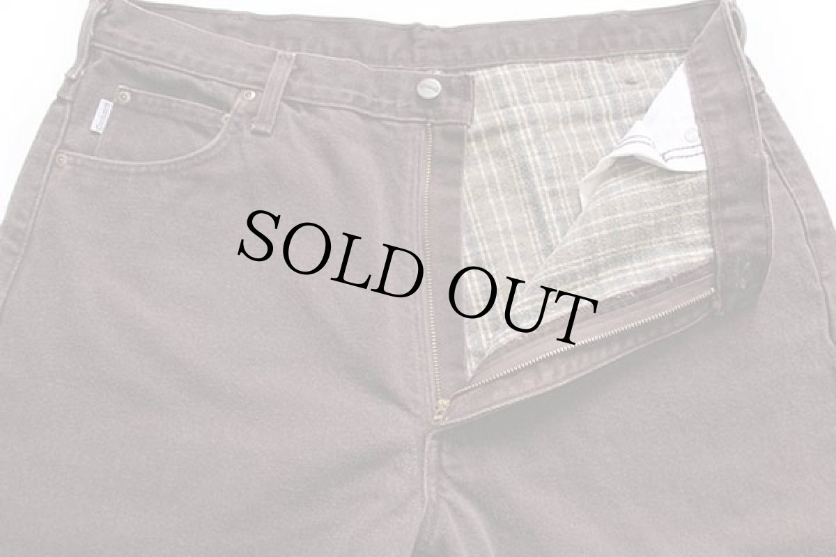 画像4: 00s メキシコ製 carharttカーハート チェック ネルライナー カラーデニムパンツ 焦げ茶 w40 L32 (4)