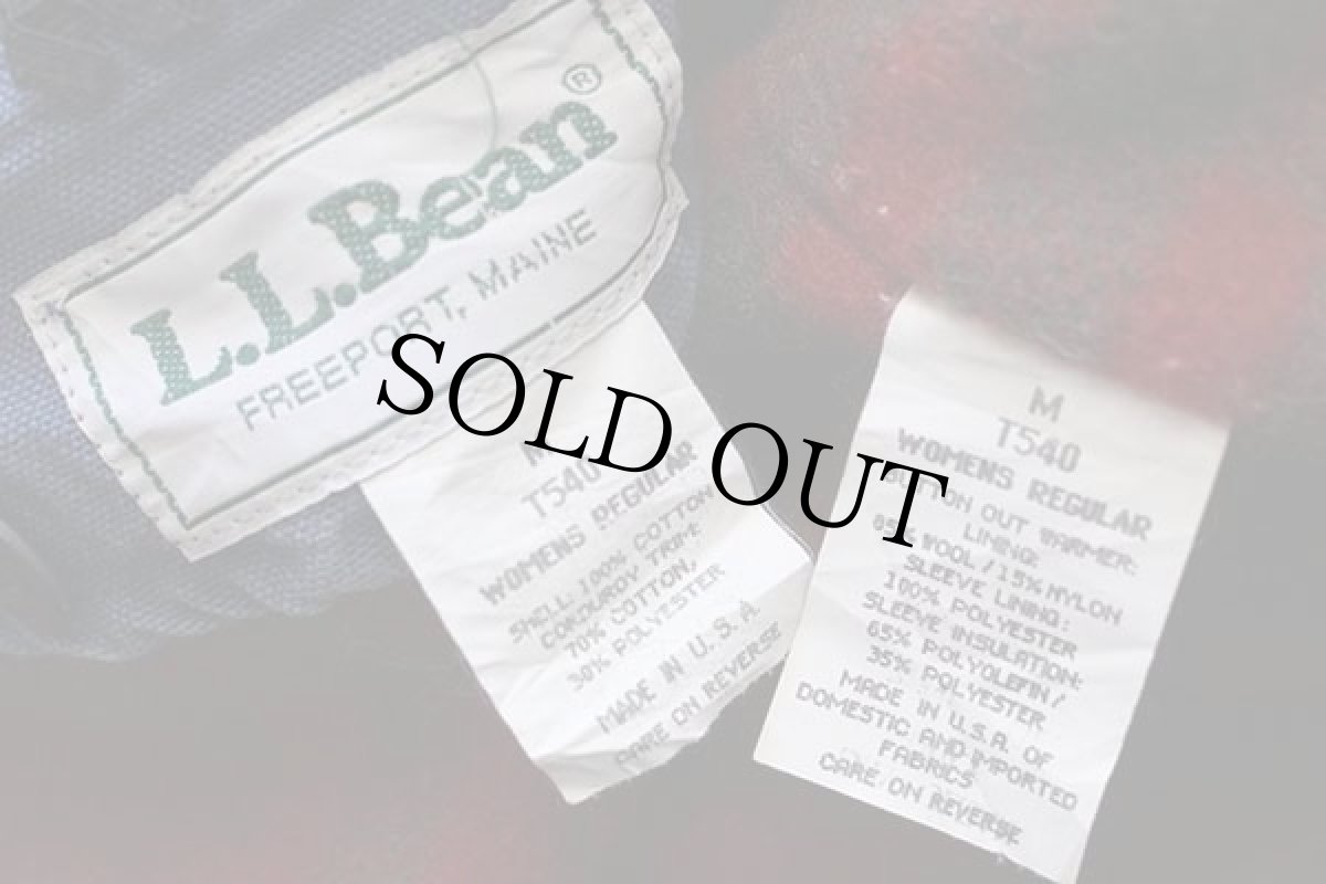 画像4: 90s USA製 L.L.Bean タータンチェック ウールライナー付き ダック地 フィールドコート 紺 W-M★ジャケット (4)