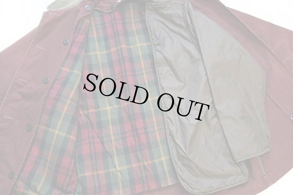 画像5: L.L.Bean タータンチェック PRIMALOFTプリマロフト 中綿入りライナー付き ダック地 フィールドコート バーガンディ W-M★ジャケット (5)