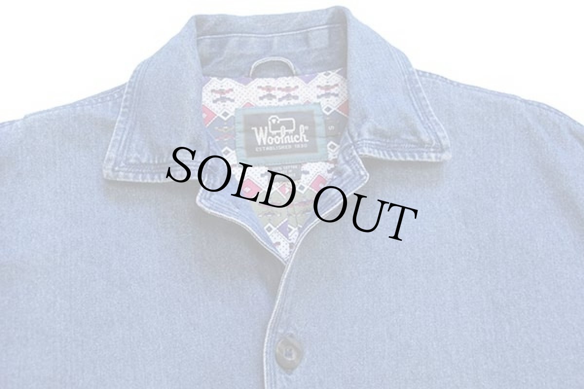 画像3: 90s Woolrichウールリッチ フォークロア柄ライナー デニム フィールドコート S★ジャケット (3)