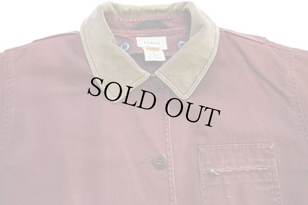 画像3: L.L.Bean タータンチェック PRIMALOFTプリマロフト 中綿入りライナー付き ダック地 フィールドコート バーガンディ W-M★ジャケット (3)