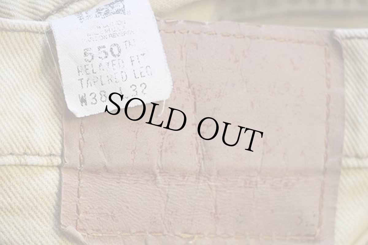 画像6: 90s USA製 Levi'sリーバイス 550 カラーデニムパンツ 後染め 黄 w38 L32 (6)