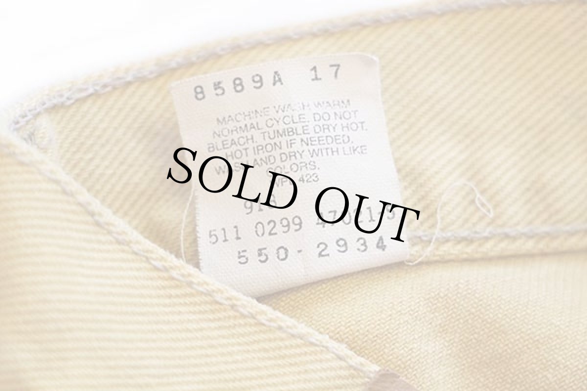 画像7: 90s USA製 Levi'sリーバイス 550 カラーデニムパンツ 後染め 黄 w33 L30 (7)