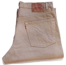 画像1: 00s USA製 Levi'sリーバイス 550 カラーデニムパンツ 後染め カーキ w38 L30 (1)