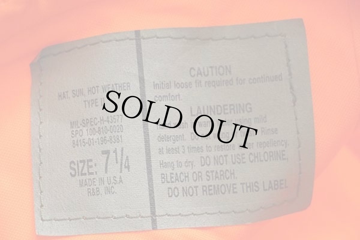 画像5: デッドストック★USA製 米軍 ナイロン サンハット 蛍光オレンジ 7 1/4 (5)