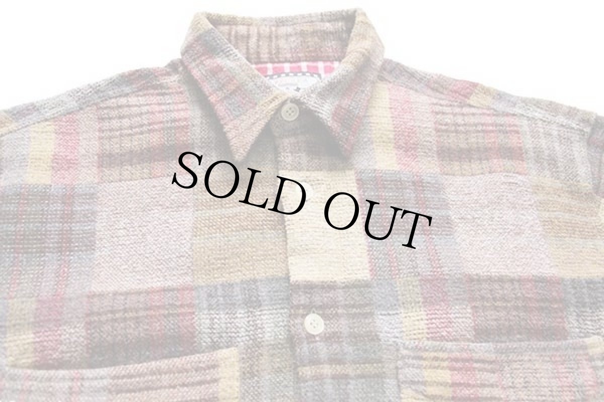 画像3: イタリア製 AZZURRA チェック パッチワーク柄 ウール混 シャツ M (3)