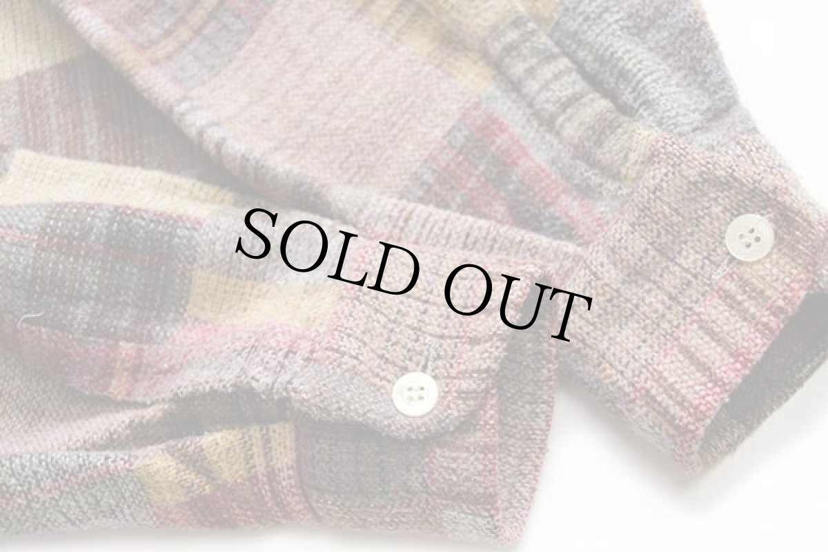 画像6: イタリア製 AZZURRA チェック パッチワーク柄 ウール混 シャツ M (6)