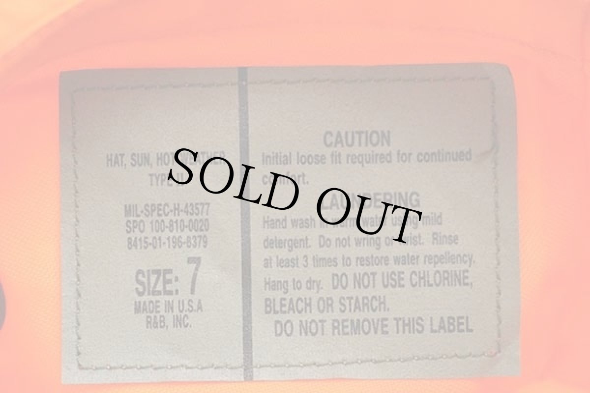 画像5: デッドストック★USA製 米軍 ナイロン サンハット 蛍光オレンジ 7 (5)