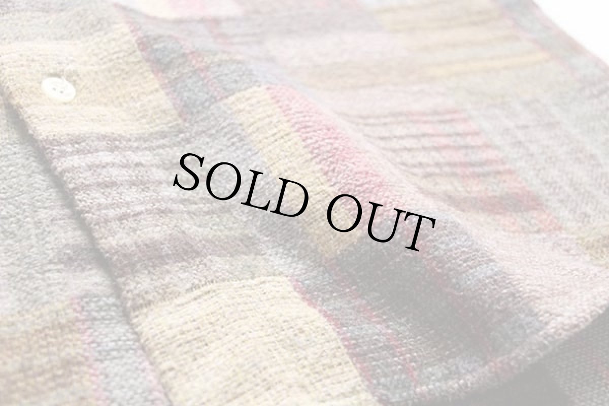 画像5: イタリア製 AZZURRA チェック パッチワーク柄 ウール混 シャツ M (5)