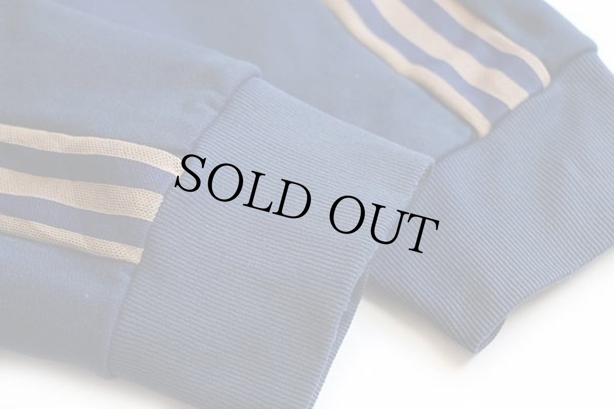 画像7: 70s フランス製 adidasアディダス VENTEX スタンドカラー トレフォイル フェルトプリント トラックジャケット 薄茶×紺★ジャージ (7)