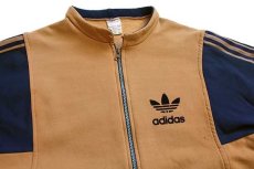 画像3: 70s フランス製 adidasアディダス VENTEX スタンドカラー トレフォイル フェルトプリント トラックジャケット 薄茶×紺★ジャージ (3)