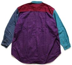 画像2: 90s USA製 Woolrichウールリッチ クレイジーパターン ボタンダウン コットン シャモアクロスシャツ XXL★特大 (2)