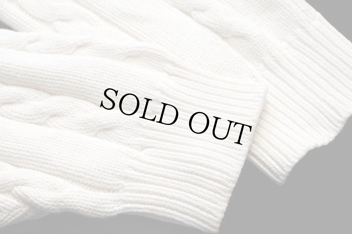 画像6: 90s GAPギャップ Vネック ケーブル編み コットンニット チルデンセーター 白 L (6)