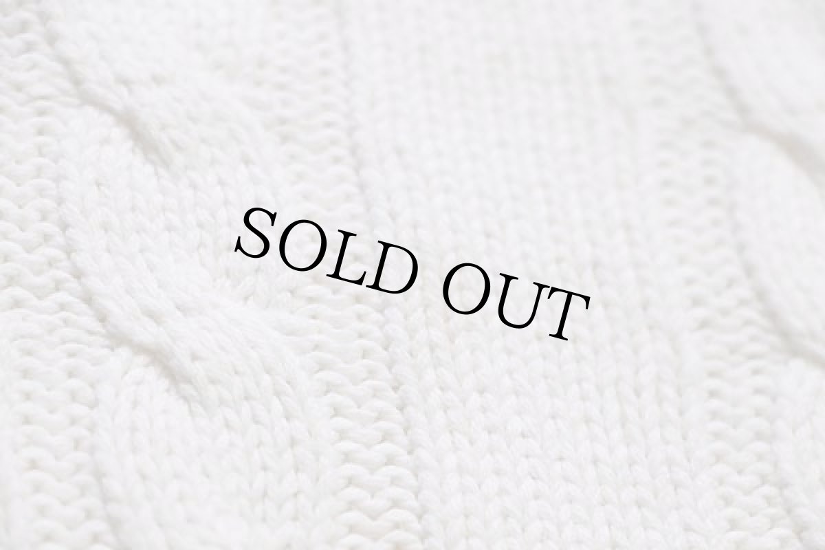 画像5: 90s GAPギャップ Vネック ケーブル編み コットンニット チルデンセーター 白 L (5)