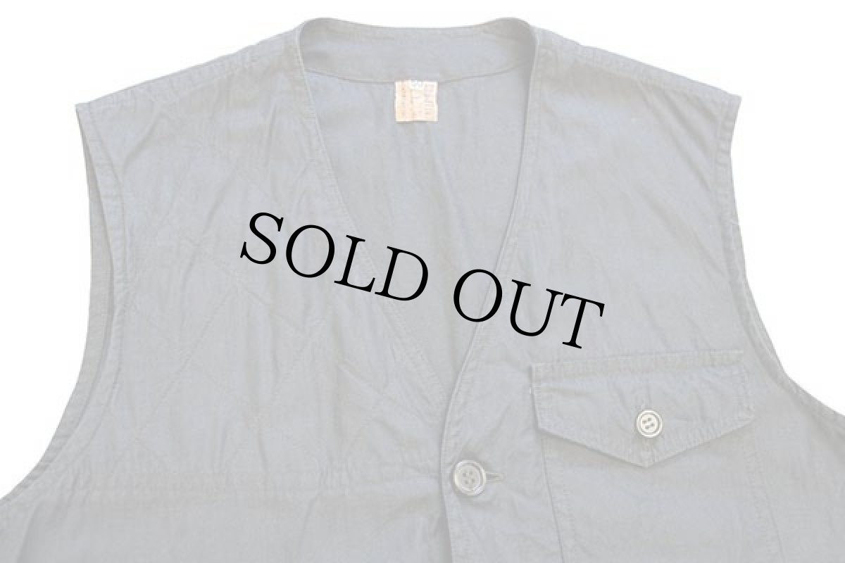 画像3: ビンテージ UNKNOWN コットンツイル ハンティングベスト 深緑 50 (3)