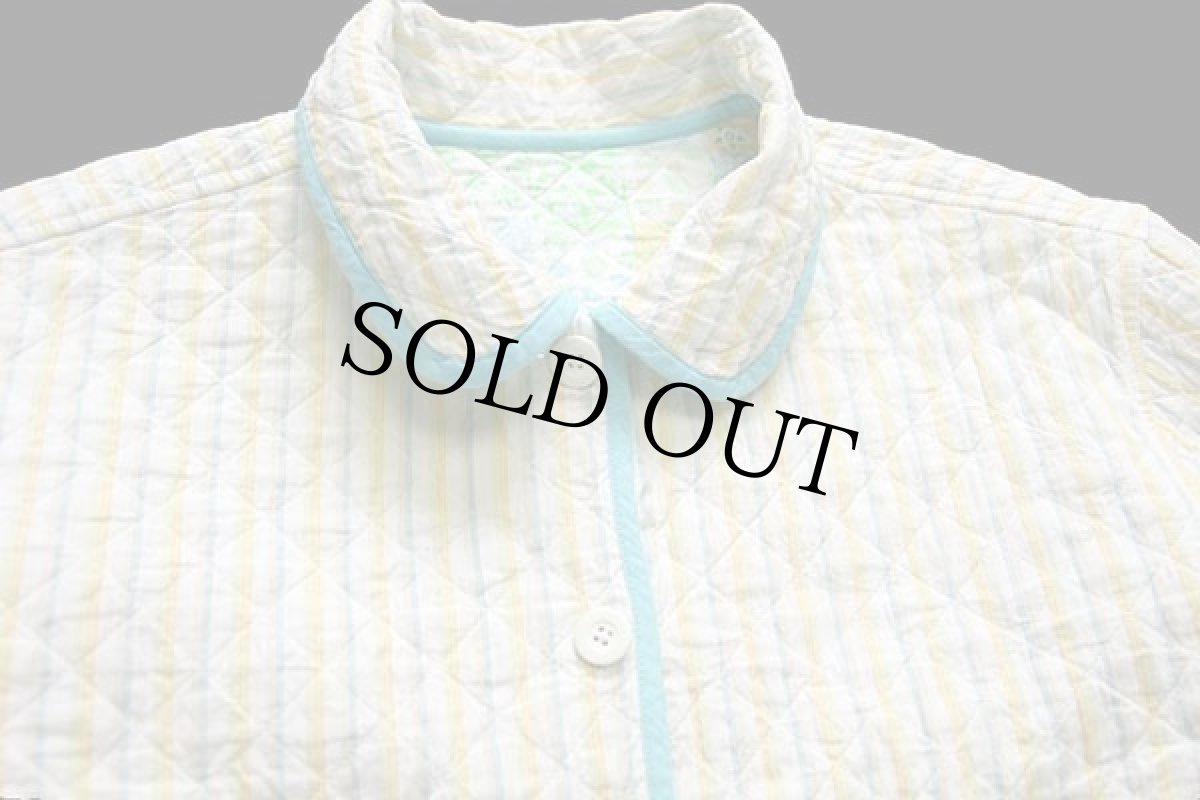 画像8: ビンテージ ハンドメイド 小花柄 パッチワーク柄×ランダムストライプ リバーシブル キルティングジャケット (8)