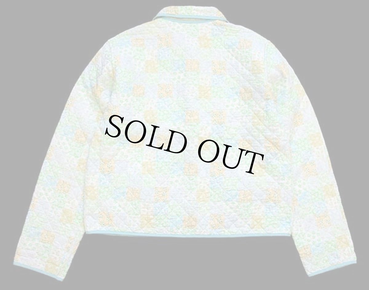 画像2: ビンテージ ハンドメイド 小花柄 パッチワーク柄×ランダムストライプ リバーシブル キルティングジャケット (2)