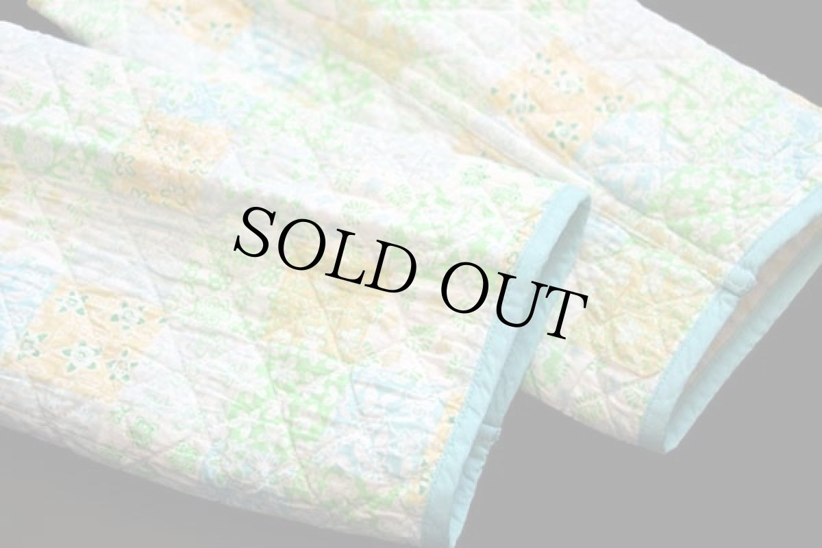 画像5: ビンテージ ハンドメイド 小花柄 パッチワーク柄×ランダムストライプ リバーシブル キルティングジャケット (5)