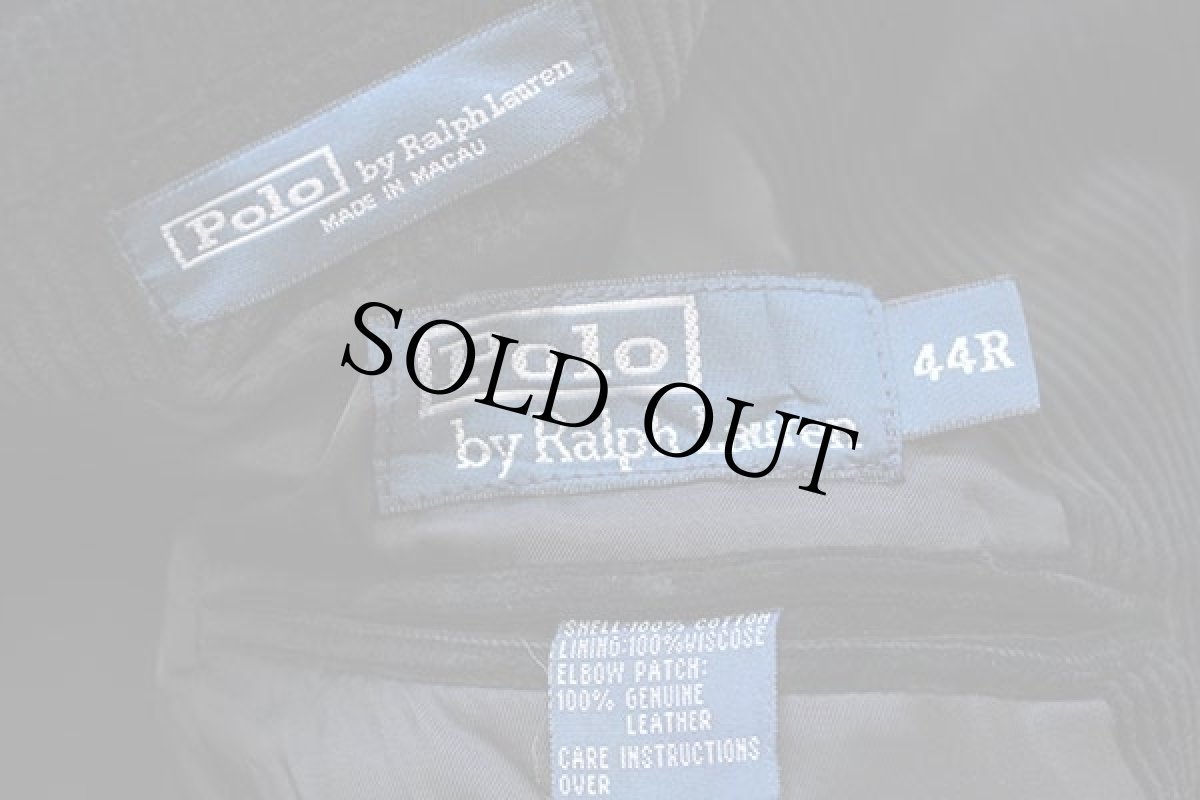 画像4: ポロ ラルフローレン 3つボタン エルボーパッチ付き 太畝 コーデュロイ テーラードジャケット 黒 44R (4)