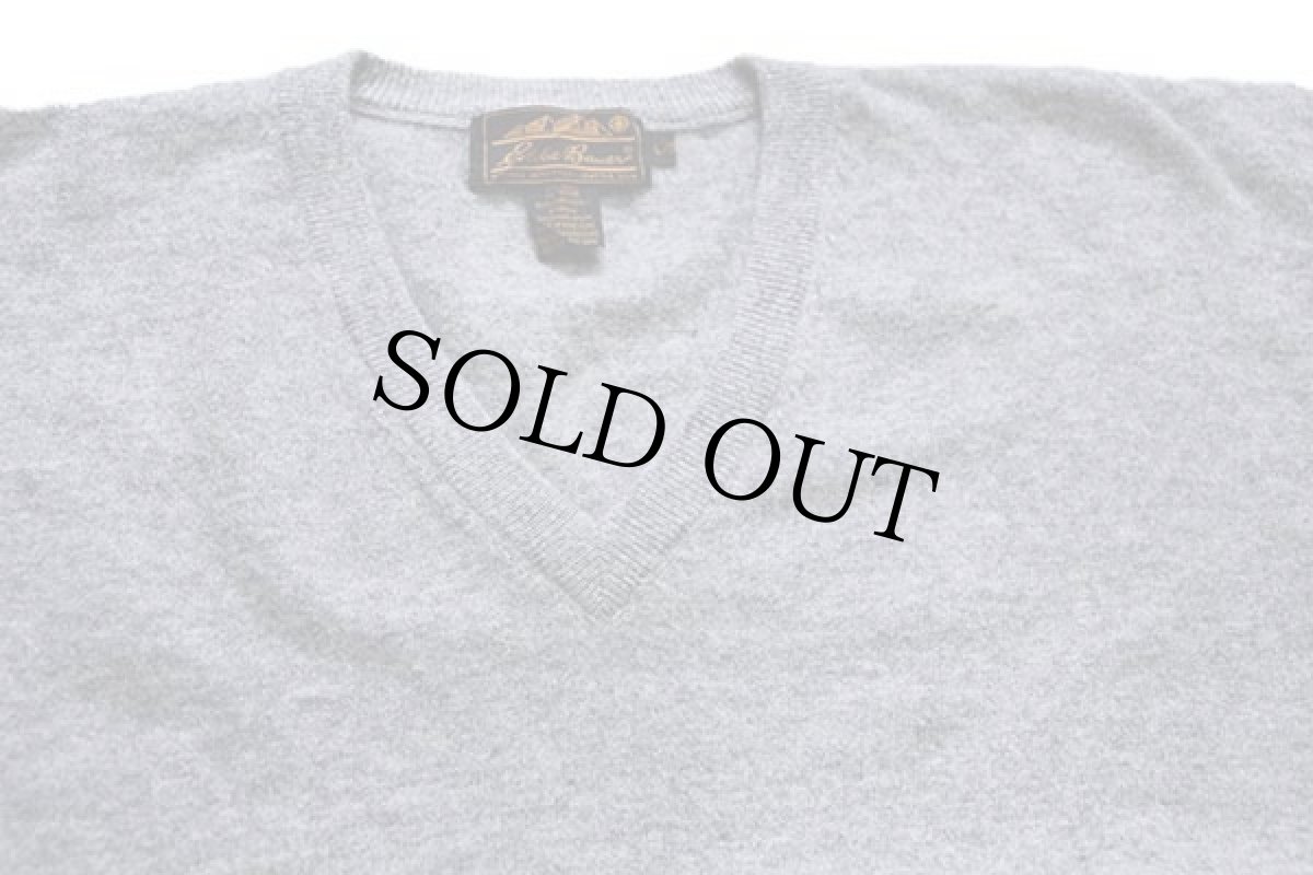 画像3: 80s EddieBauerエディーバウアー Vネック ラムウールニット セーター グレー L (3)