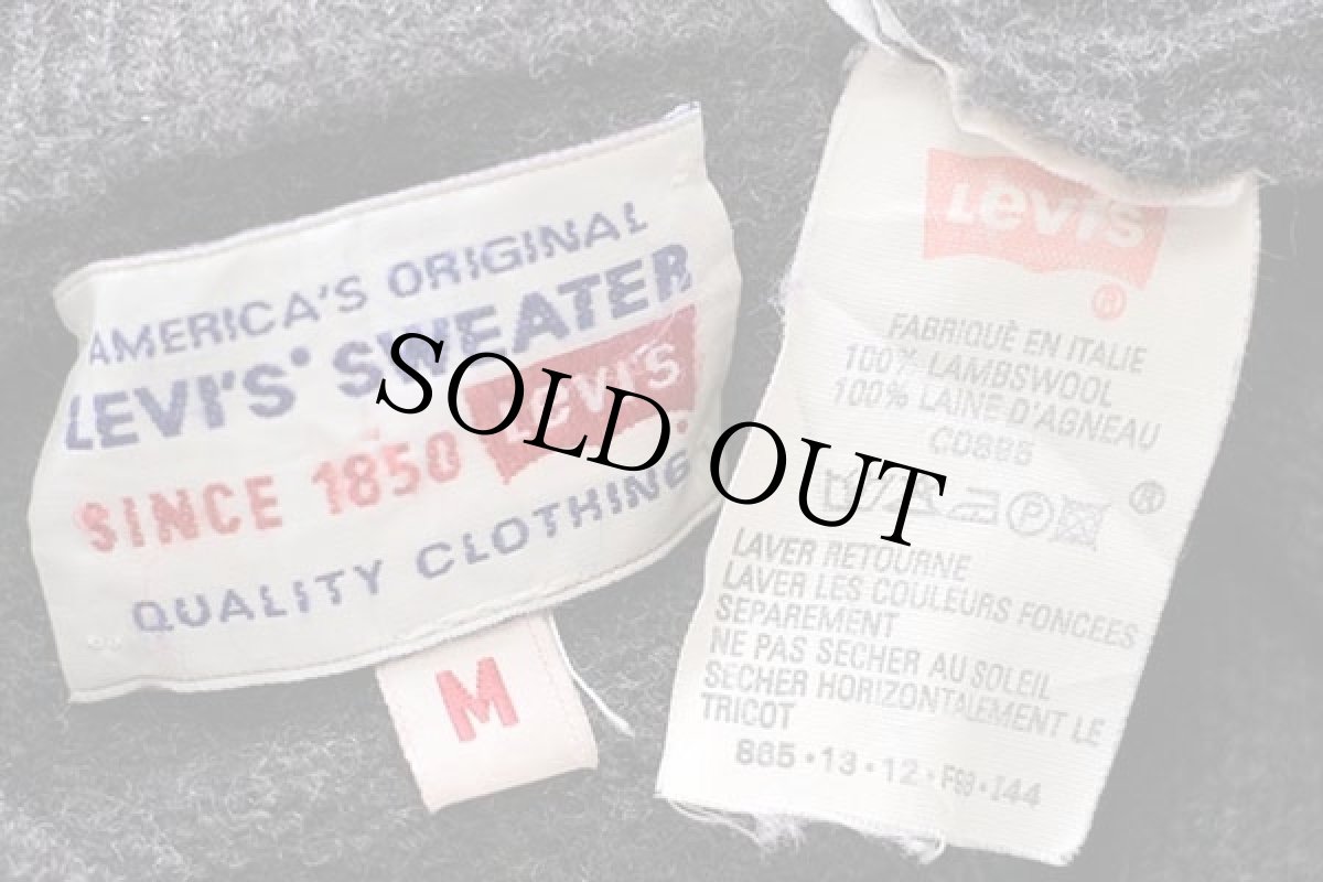 画像4: 90s イタリア製 Levi'sリーバイス ワンポイント サドルショルダー ラムウールニット セーター チャコールグレー M★ユーロ (4)