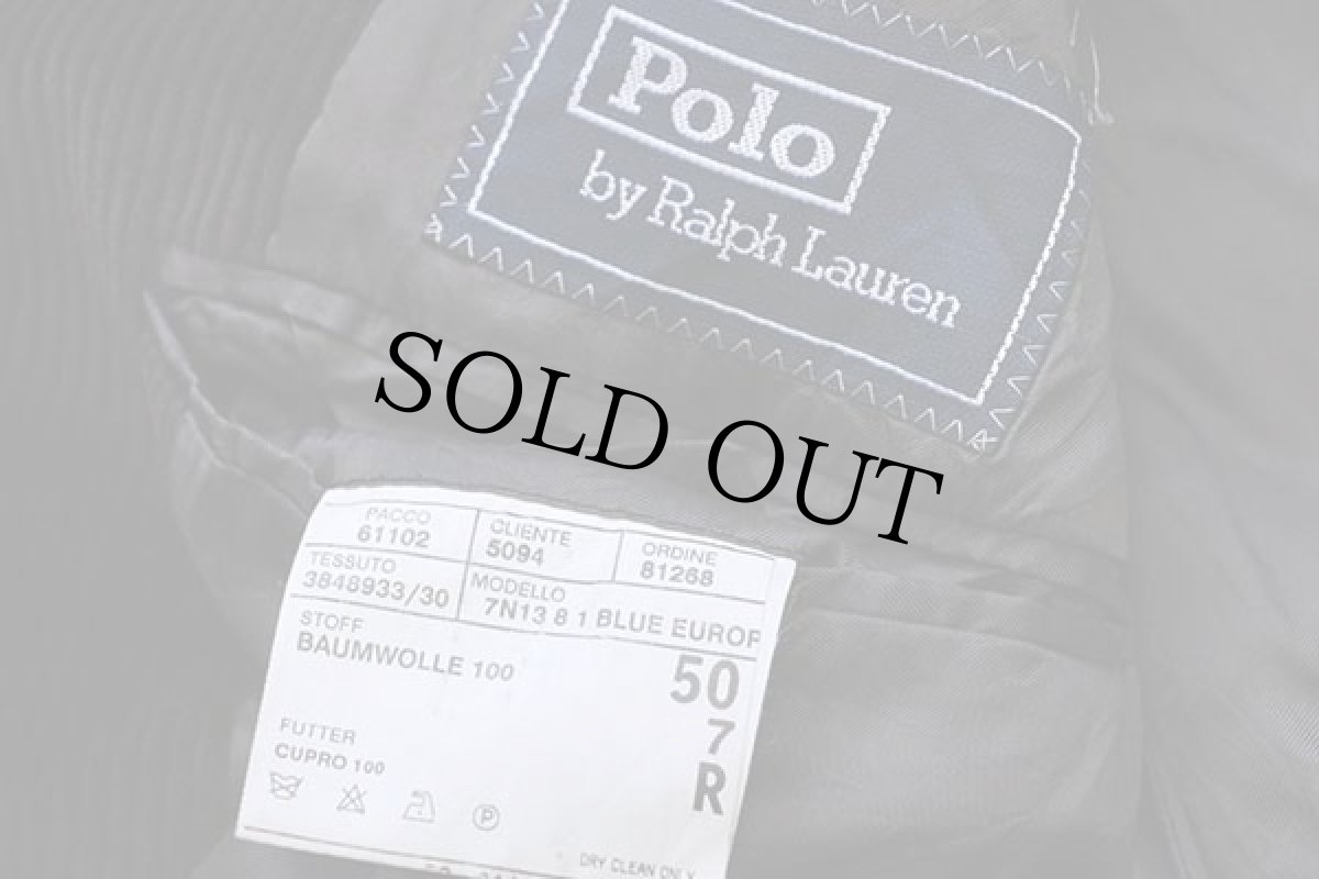 画像4: 90s イタリア製 ポロ ラルフローレン 3つボタン 太畝 コーデュロイ テーラードジャケット 焦げ茶 50 (4)