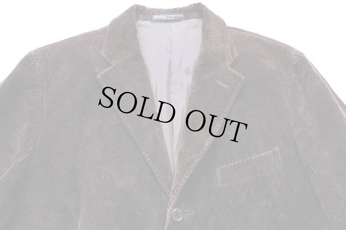 画像3: 90s イタリア製 ポロ ラルフローレン 3つボタン 太畝 コーデュロイ テーラードジャケット 焦げ茶 50 (3)