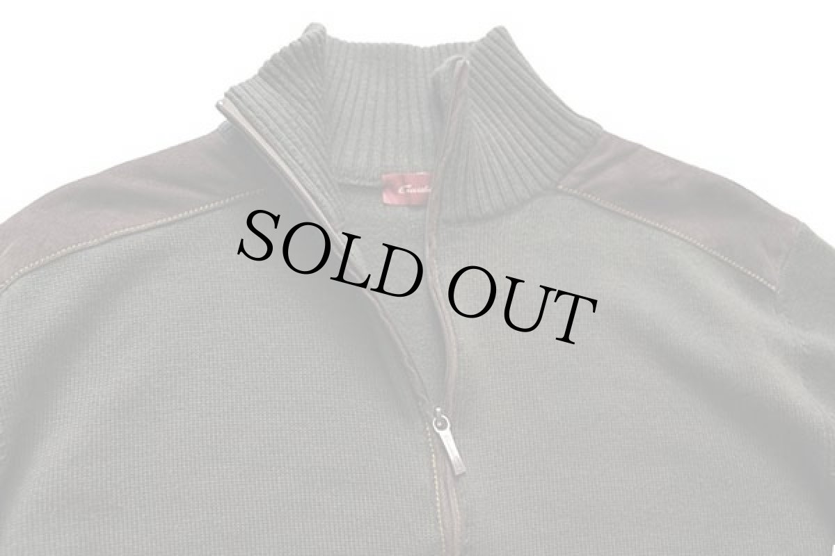 画像3: ハンガリー製 Emidio Tucci ショルダーパッチ ハイネック ウール×アクリルニット フルジップ セーター オリーブ 4 (3)