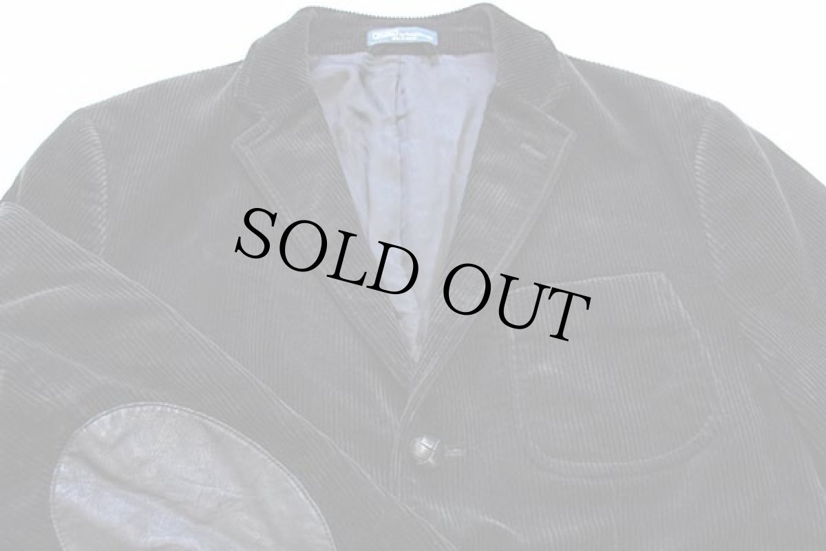 画像3: ポロ ラルフローレン 3つボタン エルボーパッチ付き 太畝 コーデュロイ テーラードジャケット 黒 44R (3)