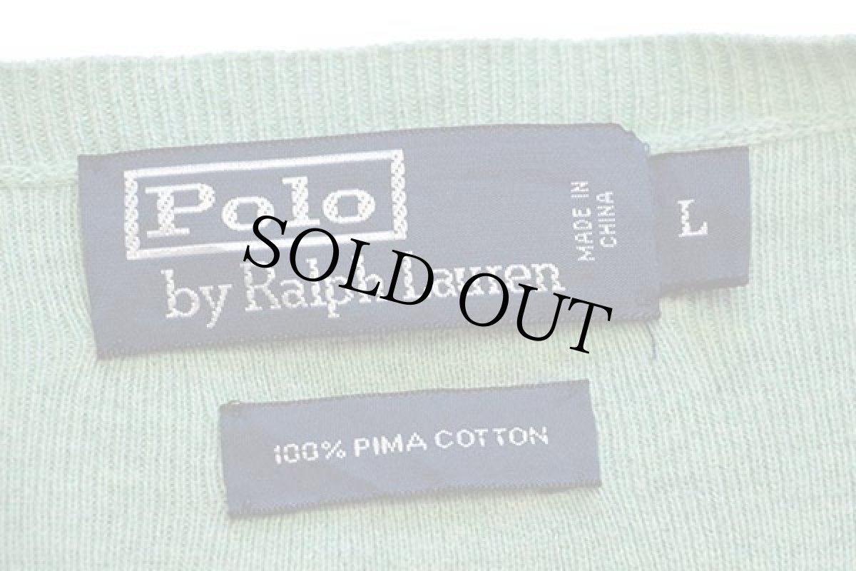 画像4: ポロ ラルフローレン ワンポイント Vネック ピマ コットンニット セーター パステルカラー ミントグリーン L (4)