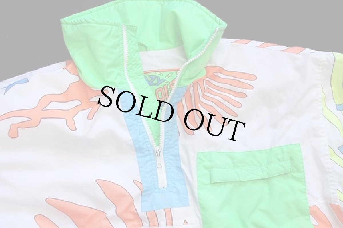 画像3: 90s CRAZY CREEK 蛍光 全面プリント プルオーバー 中綿入り ナイロンジャケット (3)