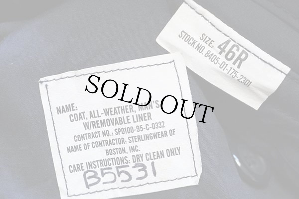 画像5: 90s 米軍 USAF オールウェザー トレンチコート 紺 46R★レインコート (5)