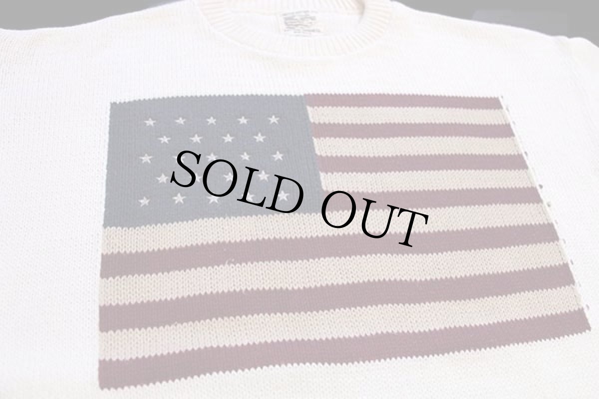 画像3: 90s USA製 LIMITED EDITION American Clothing 星条旗 コットンニット セーター ナチュラル L (3)