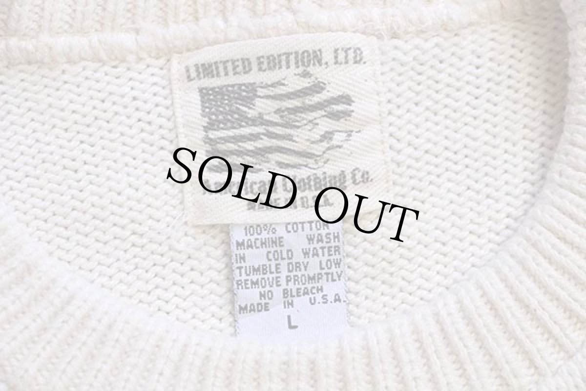 画像4: 90s USA製 LIMITED EDITION American Clothing 星条旗 コットンニット セーター ナチュラル L (4)