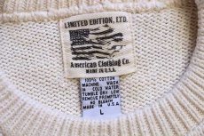 画像4: 90s USA製 LIMITED EDITION American Clothing 星条旗 コットンニット セーター ナチュラル L (4)