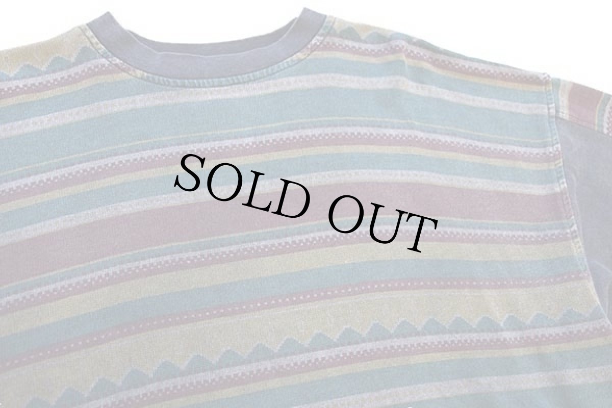 画像3: 90s STEEL&SOFT フォークロア ラグ柄 コットン スウェット L (3)