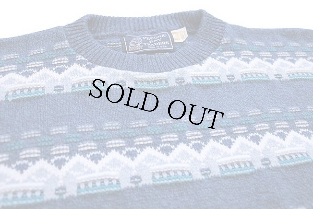 画像3: 90s USA製 PECONIC BAY TRADERS 編み柄 コットンニット セーター L (3)
