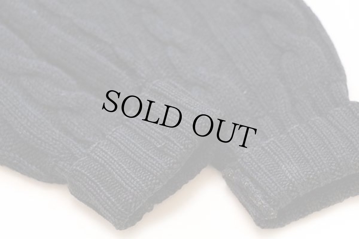 画像6: 60s UNKNOWN ケーブル編み ウーステッド ウールニット カーディガン 黒 M (6)