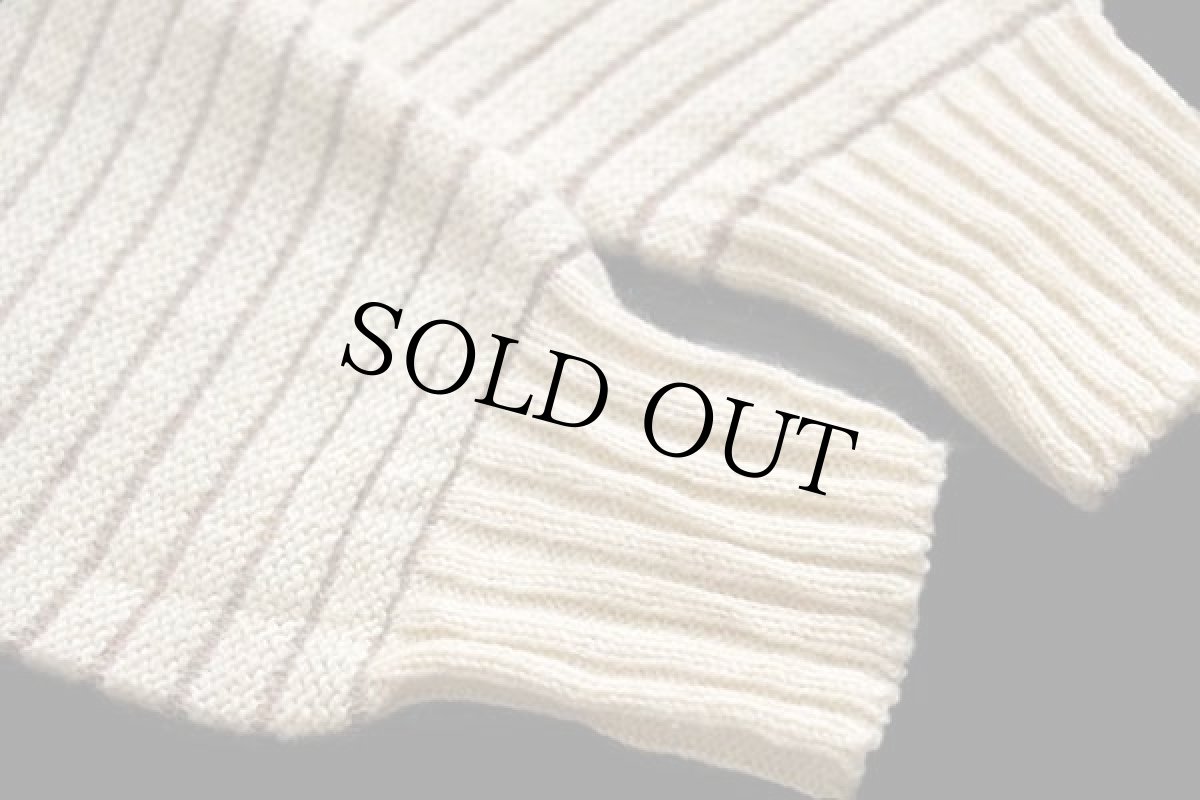 画像6: 80s USA製 JCPenney The Fox 針抜き ボーダー ウール×アクリルニット セーター ナチュラル M (6)