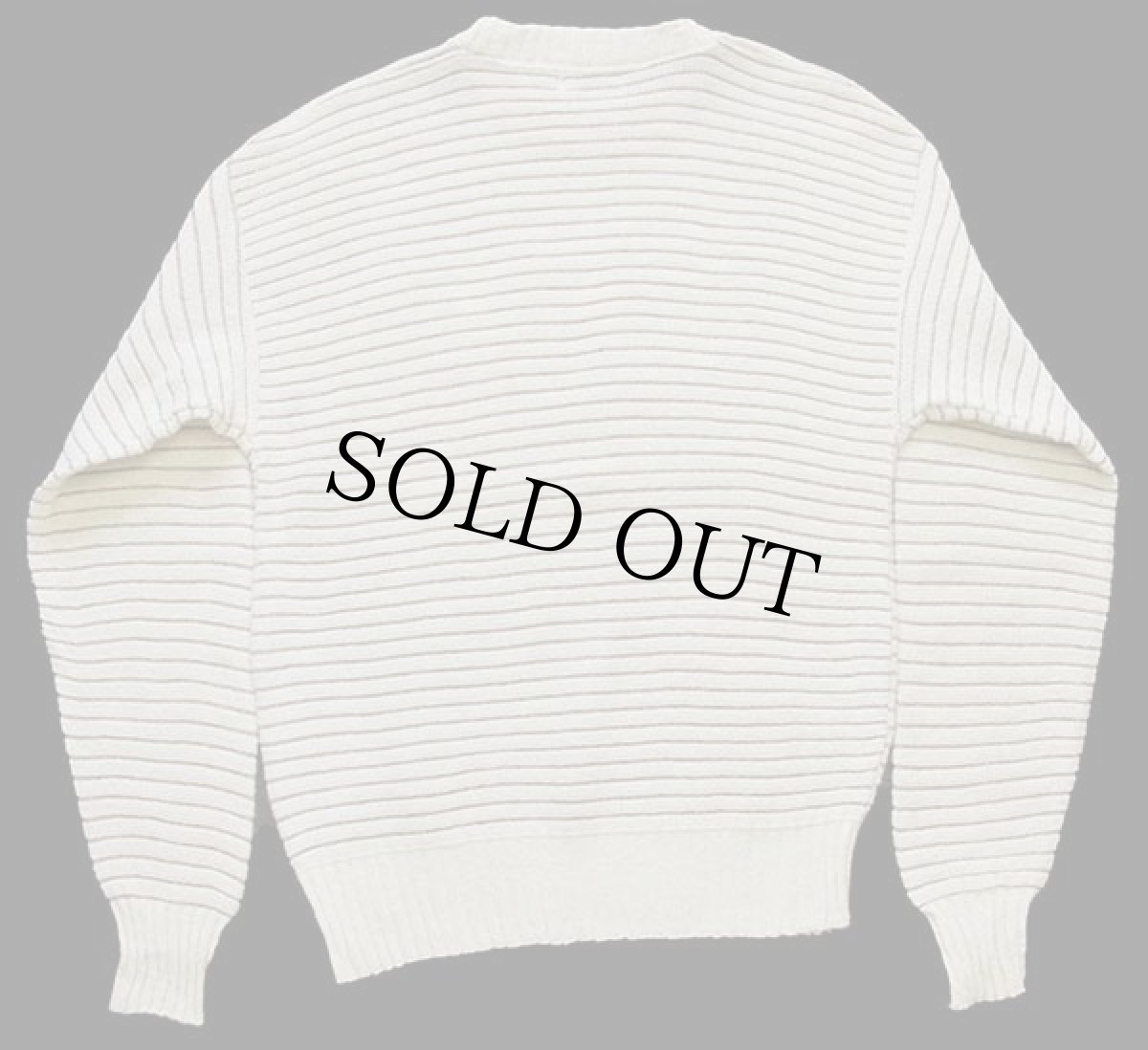 画像2: 80s USA製 JCPenney The Fox 針抜き ボーダー ウール×アクリルニット セーター ナチュラル M (2)