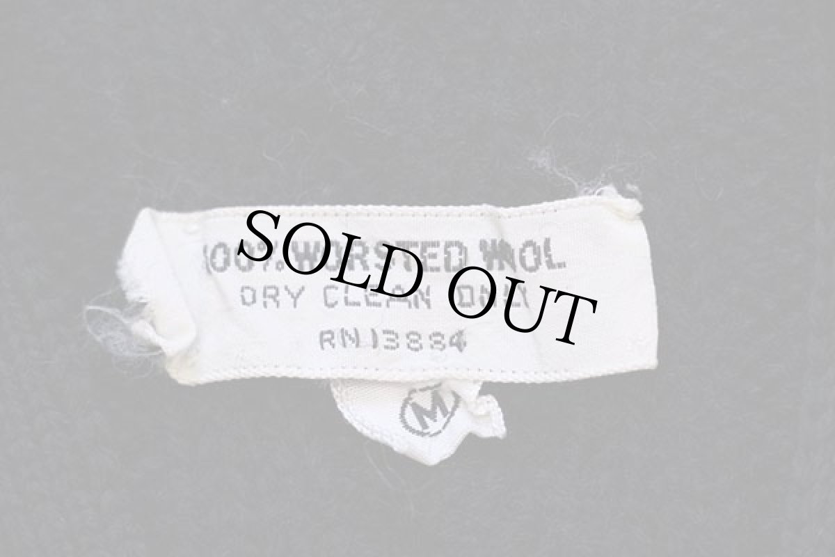 画像4: 60s UNKNOWN ケーブル編み ウーステッド ウールニット カーディガン 黒 M (4)